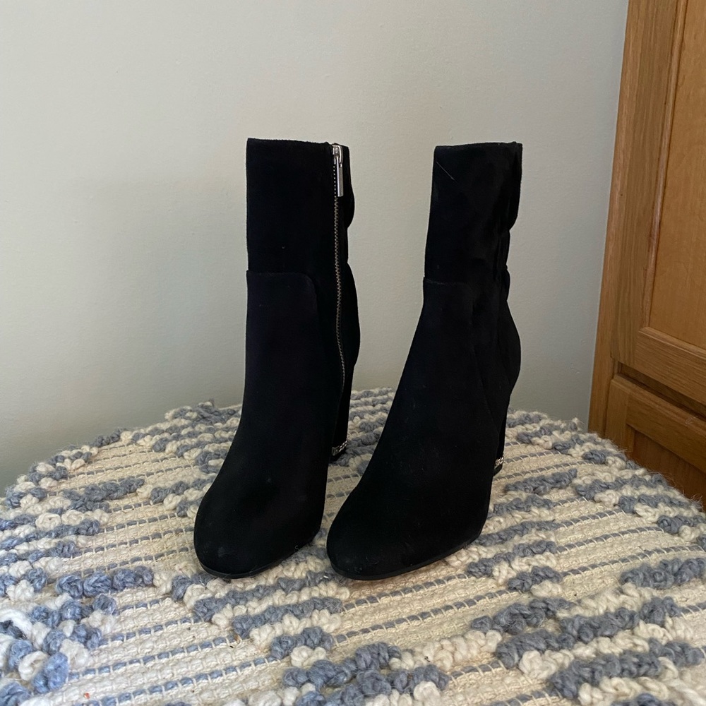 Michael Kors black velvet heeled boots brand new
